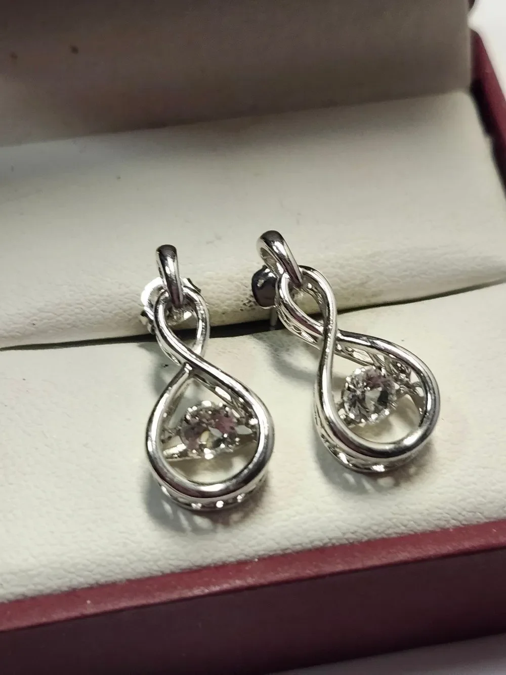 Swarovski Sterling Silver Infinity Drop Earrings with Clear Swinging Crystals